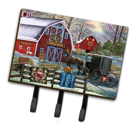 Carolines Treasures 6 x 2 x 9 in. Christmas Holiday Quilt Shop Barn Leash or Key Holder PTW2064TH68